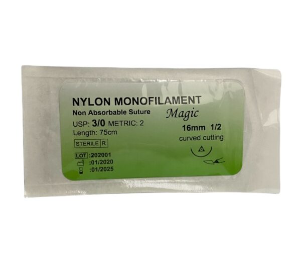 Aguja Para Sutura Nylon 3/0 X 12